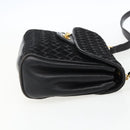 BALLY Shoulder Bag Leather Suede Black Gold Auth 171410-5