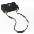 BALLY Shoulder Bag Leather Suede Black Gold Auth 171410-7