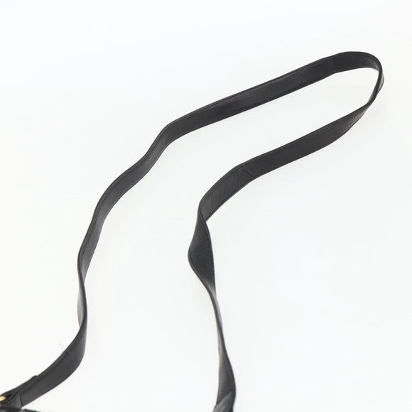 BALLY Shoulder Bag Leather Suede Black Gold Auth 171410