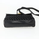 BALLY Shoulder Bag Leather Suede Black Gold Auth 171410-9