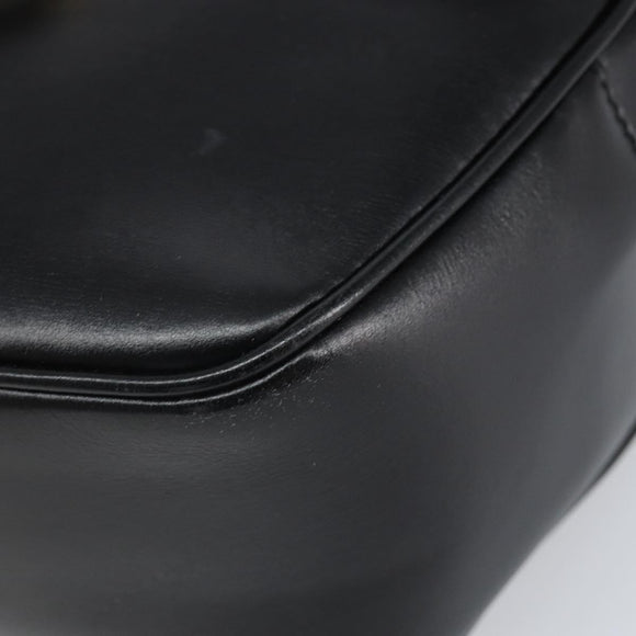 CELINE Circle Schultertasche Leder Schwarz Gold Auth 171411V
