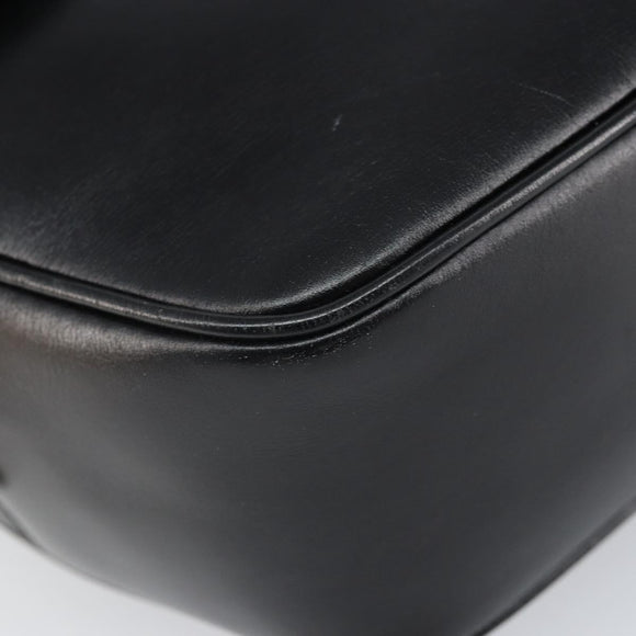 CELINE Circle Schultertasche Leder Schwarz Gold Auth 171411V
