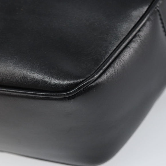 CELINE Circle Shoulder Bag Leather Black Gold Auth 171411V