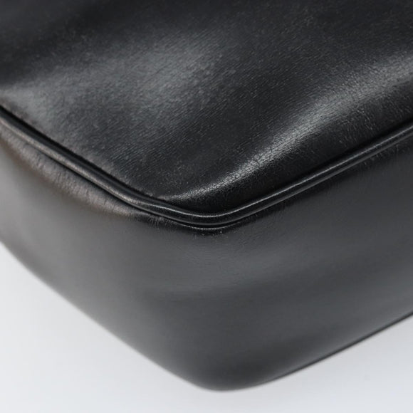 CELINE Circle Shoulder Bag Leather Black Gold Auth 171411V