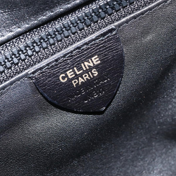 CELINE Circle Schultertasche Leder Schwarz Gold Auth 171411V