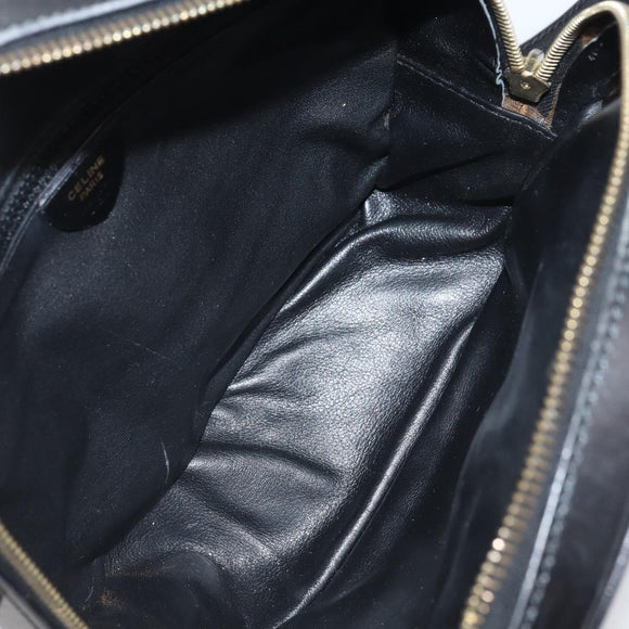 CELINE Circle Schultertasche Leder Schwarz Gold Auth 171411V