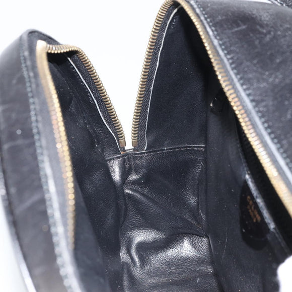 CELINE Circle Shoulder Bag Leather Black Gold Auth 171411V