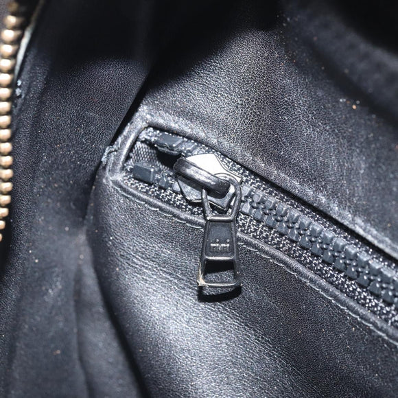 CELINE Circle Shoulder Bag Leather Black Gold Auth 171411V