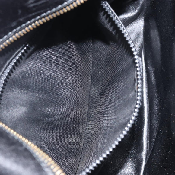 CELINE Circle Shoulder Bag Leather Black Gold Auth 171411V