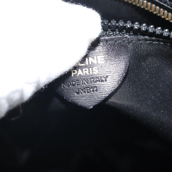 CELINE Circle Shoulder Bag Leather Black Gold Auth 171411V