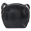 CELINE Circle Shoulder Bag Leather Black Gold Auth 171411V-2