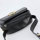 CELINE Circle Shoulder Bag Leather Black Gold Auth 171411V-6
