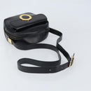 CELINE Circle Schultertasche Leder Schwarz Gold Auth 171411V-7