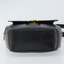 CELINE Circle Shoulder Bag Leather Black Gold Auth 171411V-5