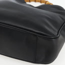 GUCCI Bamboo Shoulder Bag Leather 2way Black Gold 001 2058 1638 Auth 171417-9