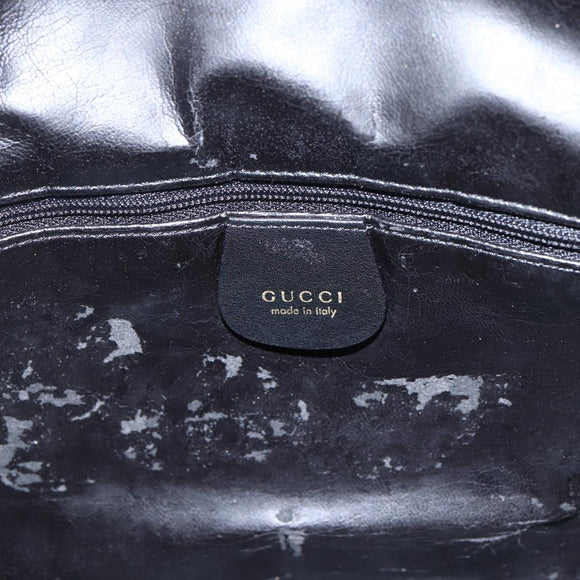GUCCI Bamboo Shoulder Bag Leather 2way Black Gold 001 2058 1638 Auth 171417