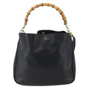 GUCCI Bamboo Shoulder Bag Leather 2way Black Gold 001 2058 1638 Auth 171417-13