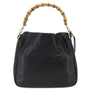 GUCCI Bamboo Shoulder Bag Leather 2way Black Gold 001 2058 1638 Auth 171417-2