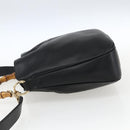 GUCCI Bamboo Shoulder Bag Leather 2way Black Gold 001 2058 1638 Auth 171417-3