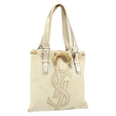SAINT LAURENT Kahala Tote Bag Canvas Beige Gold 123435 Auth 171425-1