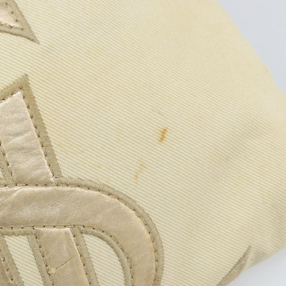 SAINT LAURENT Kahala Tote Bag Canvas Beige Gold 123435 Auth 171425