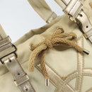 SAINT LAURENT Kahala Tote Bag Canvas Beige Gold 123435 Auth 171425-17