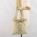 SAINT LAURENT Kahala Tote Bag Canvas Beige Gold 123435 Auth 171425-23