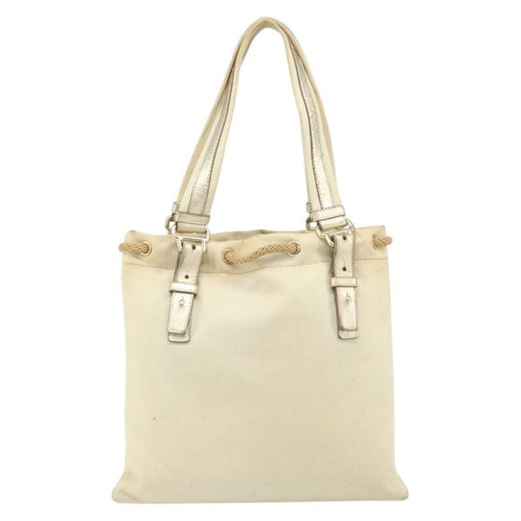 SAINT LAURENT Kahala Tote Bag Canvas Beige Gold 123435 Auth 171425