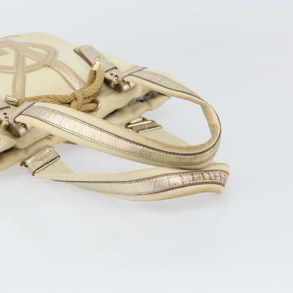 SAINT LAURENT Kahala Tote Bag Canvas Beige Gold 123435 Auth 171425
