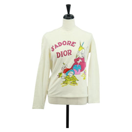 Christian Dior Long Sleeve Cut Qnd Sew T-shirt Cotton White Auth 171428V