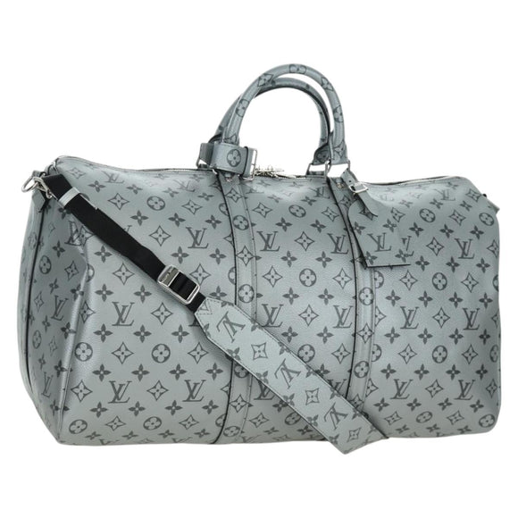LOUIS VUITTON Monogram Keepall Bandouliere 50 Bag Silver M43848 Auth 171441SAM