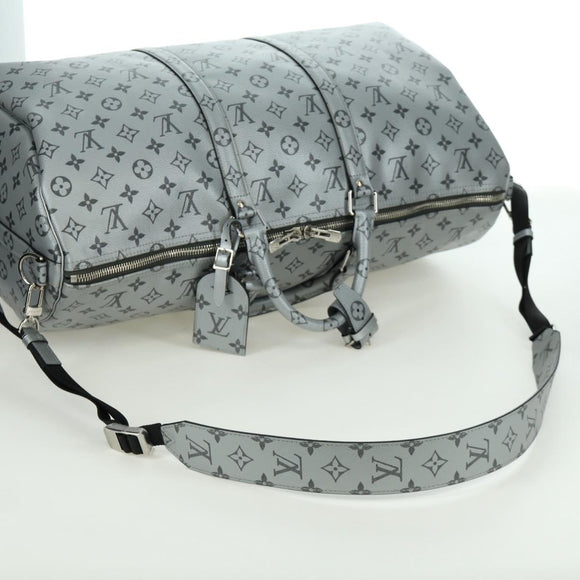 LOUIS VUITTON Monogram Keepall Bandouliere 50 Bag Silver M43848 Auth 171441SAM