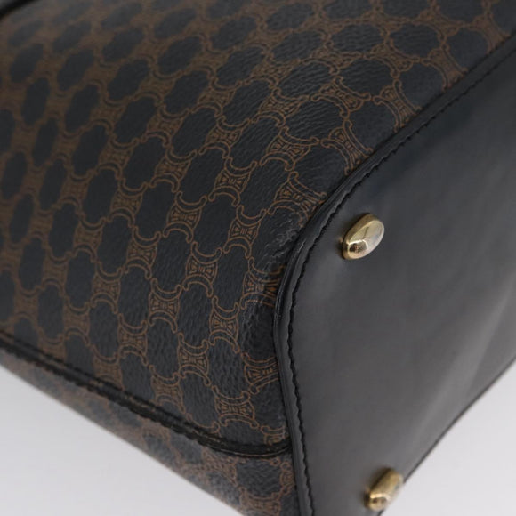 CELINE Macadam Canvas Schoudertas PVC Leer Zwart Goud Auth 171442V