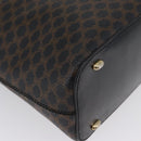 CELINE Macadam Canvas Schoudertas PVC Leer Zwart Goud Auth 171442V-15