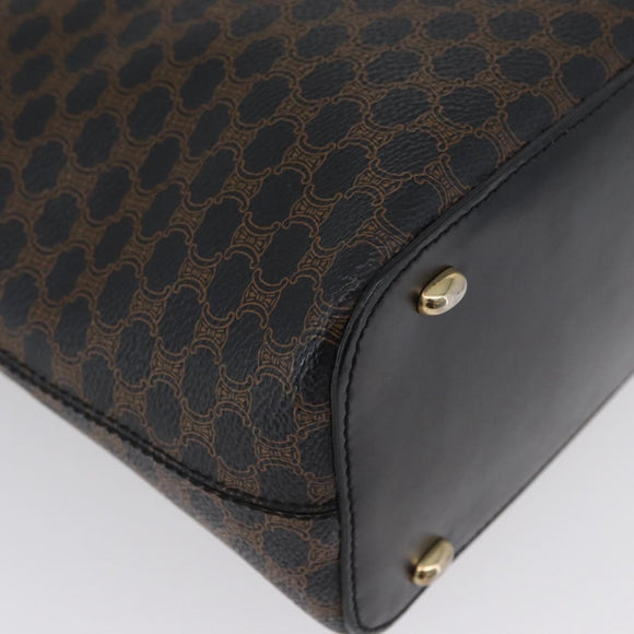 CELINE Macadam Canvas Schoudertas PVC Leer Zwart Goud Auth 171442V