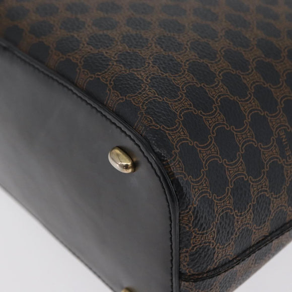 CELINE Macadam Canvas Schoudertas PVC Leer Zwart Goud Auth 171442V