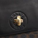 CELINE Macadam Canvas Schoudertas PVC Leer Zwart Goud Auth 171442V-17