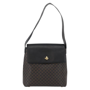 CELINE Macadam Canvas Shoulder Bag PVC Leather Black Gold Auth 171442V - 0