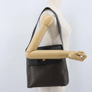 CELINE Macadam Canvas Schoudertas PVC Leer Zwart Goud Auth 171442V-23