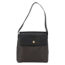 CELINE Macadam Canvas Schoudertas PVC Leer Zwart Goud Auth 171442V-13