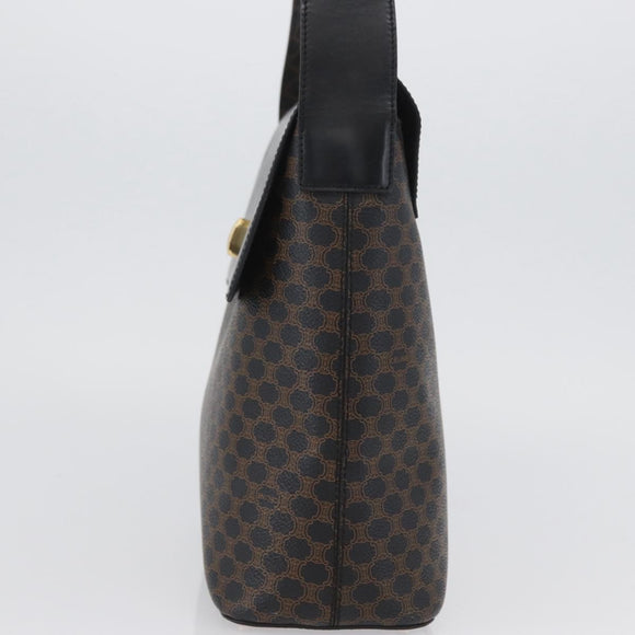 CELINE Macadam Canvas Schoudertas PVC Leer Zwart Goud Auth 171442V