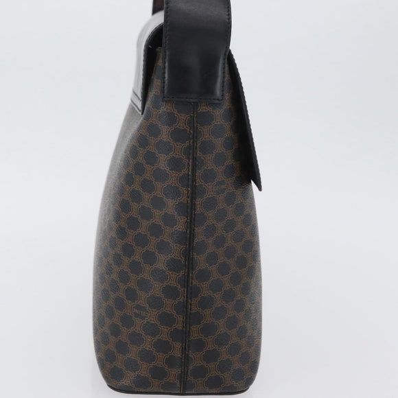 CELINE Macadam Canvas Schoudertas PVC Leer Zwart Goud Auth 171442V