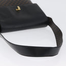 CELINE Macadam Canvas Schoudertas PVC Leer Zwart Goud Auth 171442V-7