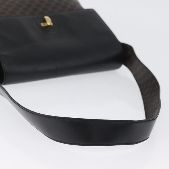 CELINE Macadam Canvas Schoudertas PVC Leer Zwart Goud Auth 171442V