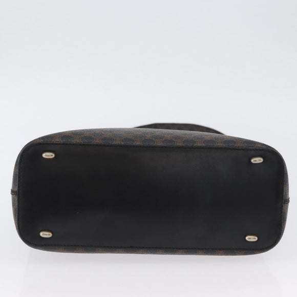 CELINE Macadam Canvas Shoulder Bag PVC Leather Black Gold Auth 171442V