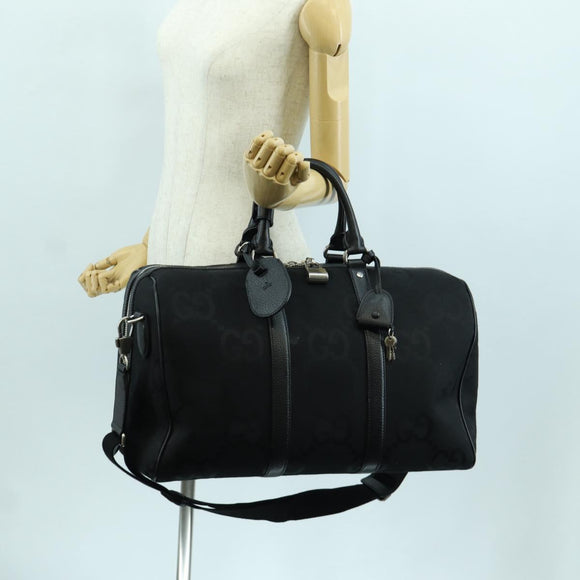 GUCCI GG Canvas Boston Bag 2way Black Silver 739581 Auth 171443SAM