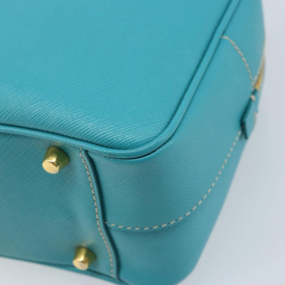 PRADA Hand Bag Safiano leather Gold Emerald Green Auth 171445V