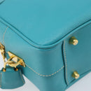 PRADA Hand Bag Safiano leather Gold Emerald Green Auth 171445V-15