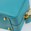 PRADA Hand Bag Safiano leather Gold Emerald Green Auth 171445V-16