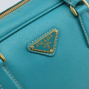 PRADA Hand Bag Safiano leather Gold Emerald Green Auth 171445V-19